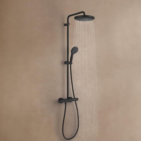 GROHE TEMPESTA SYSTEM 250 sprchový set s termostatickou batériou, horná sprcha, ručná sprcha s 2 prúdmi, tyč, hadica, Water Saving, matná čierna 266702431 Obrázek - fotka
