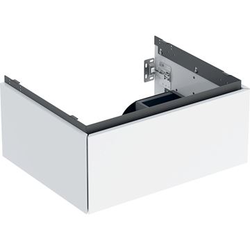 GEBERIT ONE skrinka pod umývadlo 59,2x26,6x47 cm, závesná, 1 zásuvka, Push-open, lesklá biela