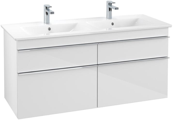VILLEROY & BOCH VENTICELLO skrinka pod dvojumývadlo 125,3x50,2x59 cm, 4 zásuvky, Glossy White A93001DH Obrázek - fotka