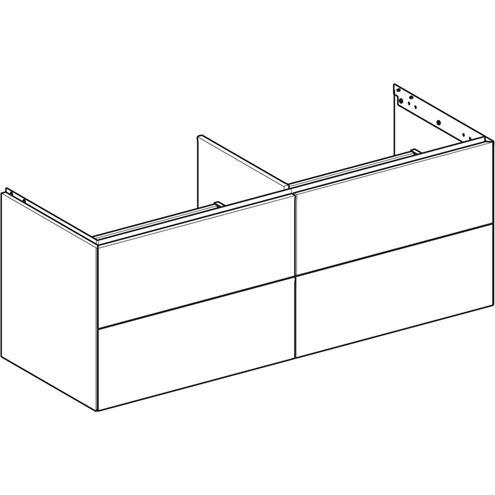GEBERIT ONE skrinka pod umývadlá 133,2x47x50,4 cm, 4 zásuvky, Push-open, lesklá biela 505.266.00.1 Obrázek - fotka