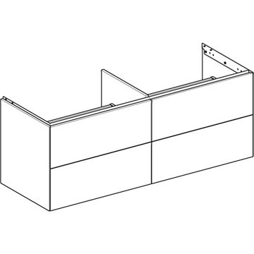 GEBERIT ONE skrinka pod umývadlá 133,2x47x50,4 cm, 4 zásuvky, Push-open, matná biela 505.266.00.2 Obrázek - fotka