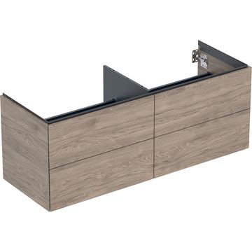 GEBERIT ONE skrinka pod umývadlá 133,2x47x50,4 cm, 4 zásuvky, Push-open, orech hickory