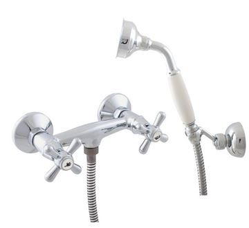 RAV SLEZÁK MORAVA RETRO sprchový set s baterií, ruční sprcha, hadice, chrom