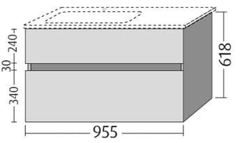 VILLEROY & BOCH VERITY LINE skrinka pod umývadlo 95,5x48,2x61,8 cm, 2 zásuvky, Glossy Grey B66100FP Obrázek - fotka