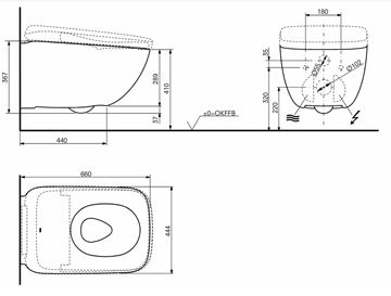 TOTO WASHLET závesné WC pre bidetové sedadlo Neorest WX2, Tornado Flush splachovanie CW928PZY Technický nákres