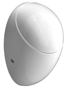 SANELA pisoár Alessi s automatickým splachovačom, napájanie zo siete, integrovaný zdroj, zadný prívod vody, Bluetooth ovládanie