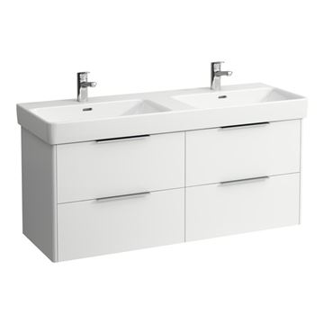 LAUFEN BASE skrinka pod dvojumývadlo 125,8x43,8x51,5 cm, 4 zásuvky, lesklá biela