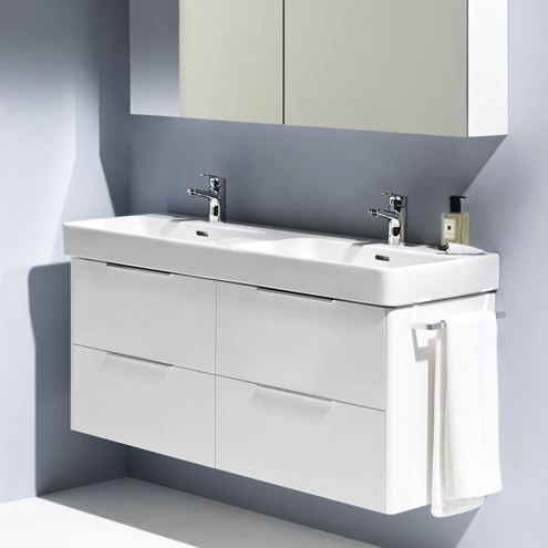 LAUFEN BASE skrinka pod dvojumývadlo 125,8x43,8x51,5 cm, 4 zásuvky, lesklá biela H4025141102611 Obrázek - fotka