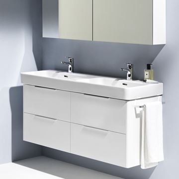 LAUFEN BASE skrinka pod dvojumývadlo 125,8x43,8x51,5 cm, 4 zásuvky, lesklá biela H4025141102611 Obrázek - fotka