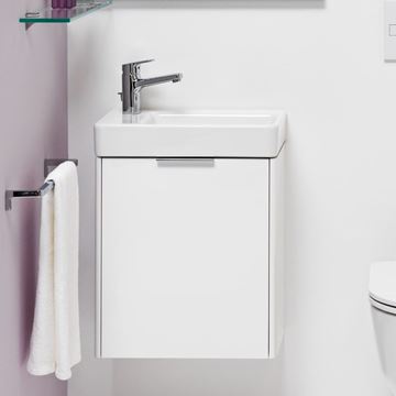 LAUFEN BASE skrinka pod umývadlo 46x26,7x51,5 cm, 1 dvierka, pánty vľavo, lesklá biela H4021011102611 Obrázek - fotka