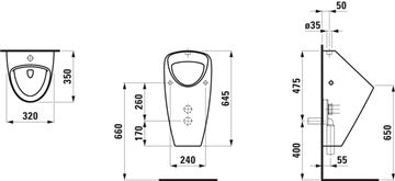 LAUFEN CAPRINO PLUS pisoár, horný prívod vody H8420620000001 Obrázek - fotka