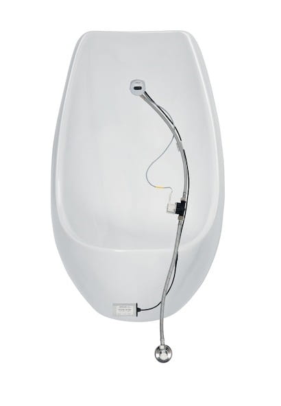 JIKA DOMINO SENSOR pisoár s automatickým splachovačom, napájanie z batérie, zadný prívod vody, Rimless splachovanie, Antibak