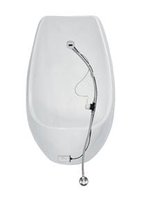 JIKA DOMINO SENSOR pisoár s automatickým splachovačom, napájanie z batérie, zadný prívod vody, Rimless splachovanie, Antibak