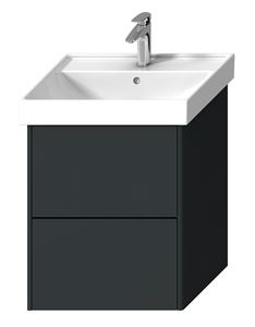 LAUFEN FIORA skrinka pod umývadlo 55,7x45,3x67,4 cm, 2 zásuvky, Push-open, lesklá šedá