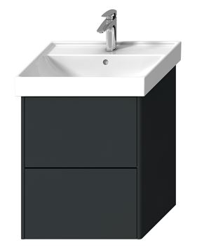 LAUFEN FIORA skrinka pod umývadlo 55,7x45,3x67,4 cm, 2 zásuvky, Push-open, lesklá šedá