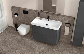 LAUFEN FIORA skrinka pod umývadlo 95,7x45,3x67,4 cm, 2 zásuvky, Push-open, lesklá šedá H40F9944013011 Obrázek - fotka