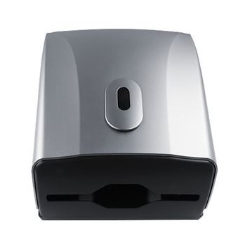NIMCO zásobník na skladané papierové uteráky, so zámkom, nástenný, strieborná metalická HP 9580-04 Obrázek - fotka