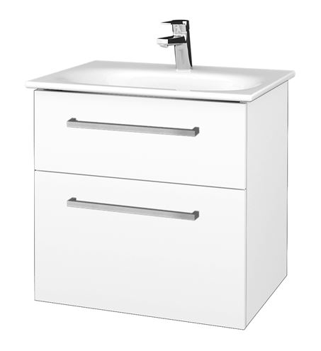 DŘEVOJAS PROJECT SZZ2 60 skrinka pod umývadlo 59x44,8x56 cm, 2 zásuvky, úchytka chróm lesk, biela lesk/biela vysoký lesk 807979-T04 Obrázek - Hlavní obrázek