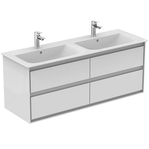 IDEAL STANDARD CONNECT AIR skrinka pod dvojumývadlo 130x44x51,7 cm, 4 zásuvky, matná biela/lesklá biela E0824B2 Obrázek - fotka