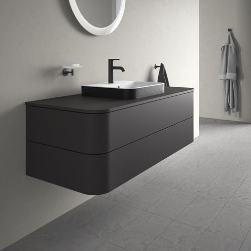 DURAVIT HAPPY D.2 PLUS skrinka pod umývadlo 130x40,8x55 cm, 2 zásuvky, Push-open, Graphit super matt HP497208080 Obrázek - fotka