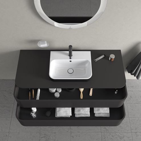DURAVIT HAPPY D.2 PLUS skrinka pod umývadlo 130x40,8x55 cm, 2 zásuvky, Push-open, Graphit super matt HP497208080 Obrázek - fotka