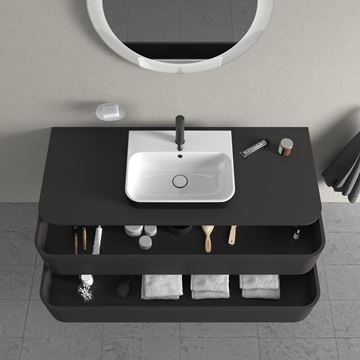 DURAVIT HAPPY D.2 PLUS skrinka pod umývadlo 130x40,8x55 cm, 2 zásuvky, Push-open, Graphit super matt HP497208080 Obrázek - fotka