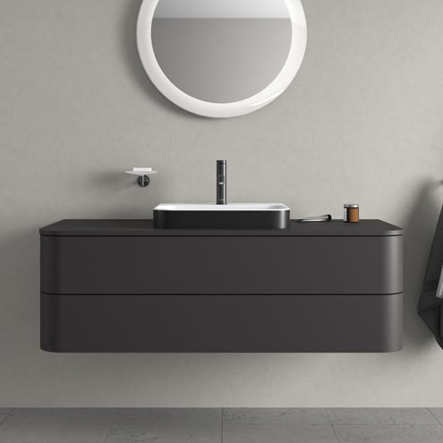 DURAVIT HAPPY D.2 PLUS skrinka pod umývadlo 130x40,8x55 cm, 2 zásuvky, Push-open, Graphit super matt HP497208080 Obrázek - fotka