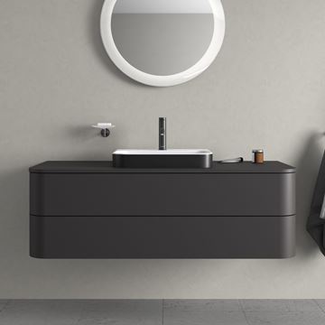 DURAVIT HAPPY D.2 PLUS skrinka pod umývadlo 130x40,8x55 cm, 2 zásuvky, Push-open, Graphit super matt HP497208080 Obrázek - fotka