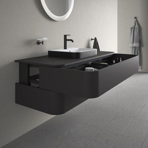 DURAVIT HAPPY D.2 PLUS skrinka pod umývadlo 130x40,8x55 cm, 2 zásuvky, Push-open, Graphit super matt HP497208080 Obrázek - fotka