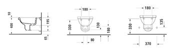 DURAVIT 1930 závesný bidet 0266100000 Technický nákres