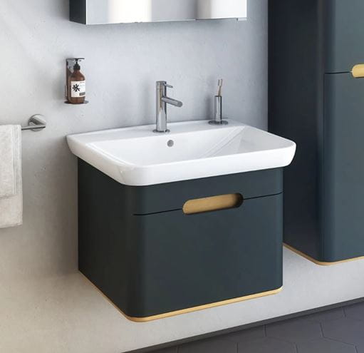 VITRA SENTO skrinka s umývadlom 63x48,5x52 cm, 1 zásuvka, s osvetlením, antracite mat 60818 Obrázek - fotka