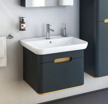 VITRA SENTO skrinka s umývadlom 63x48,5x52 cm, 1 zásuvka, s osvetlením, antracite mat 60818 Obrázek - fotka