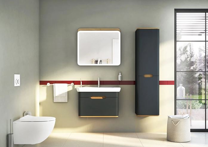 VITRA SENTO skrinka s umývadlom 78x48,5x52 cm, 1 zásuvka, s osvetlením, antracite mat 60819 Obrázek - fotka