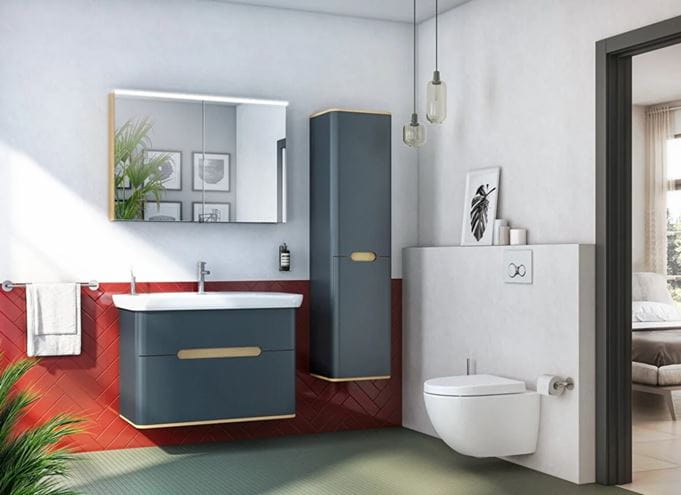 VITRA SENTO skrinka s umývadlom 98x48,5x67,5 cm, 2 zásuvky, s osvetlením, antracite mat 60838 Obrázek - fotka