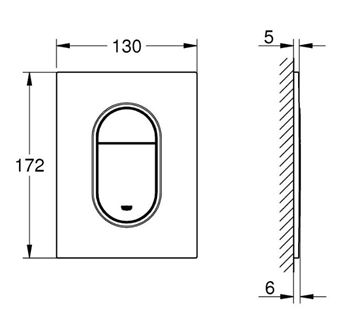 GROHE ARENA COSMOPOLITAN S ovládacie tlačidlo pre dve splachovania, plast, brúsený warm sunset 37624DL0 Technický nákres