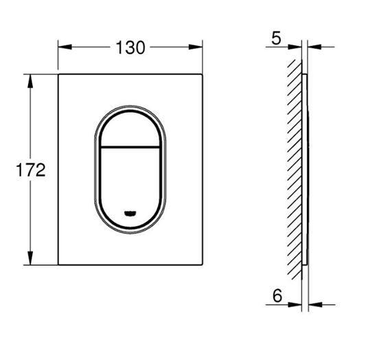 GROHE ARENA COSMOPOLITAN S ovládacie tlačidlo pre dve splachovania, plast, brúsený warm sunset 37624DL0 Technický nákres