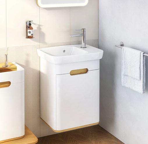 VITRA SENTO skrinka s umývadlom 50x37,5x68,5 cm, 1 dvierka, pánty vľavo, s osvetlením, white mat 60779 Obrázek - fotka