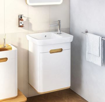 VITRA SENTO skrinka s umývadlom 50x37,5x68,5 cm, 1 dvierka, pánty vľavo, s osvetlením, white mat 60779 Obrázek - fotka
