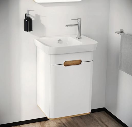 VITRA SENTO skrinka s umývadlom 50x37,5x68,5 cm, 1 dvierka, pánty vľavo, s osvetlením, white mat 60779 Obrázek - fotka