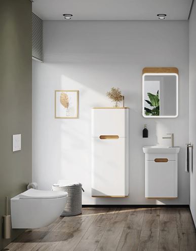 VITRA SENTO skrinka s umývadlom 50x37,5x68,5 cm, 1 dvierka, pánty vľavo, s osvetlením, white mat 60779 Obrázek - fotka