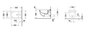 DURAVIT STARCK 3 závesný bidet 2280150000 Technický nákres