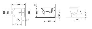 DURAVIT STARCK 3 stacionárne budet 2230100000 Technický nákres