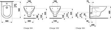 LAUFEN PRO závesný bidet, LCC H8309514003041 Technický nákres
