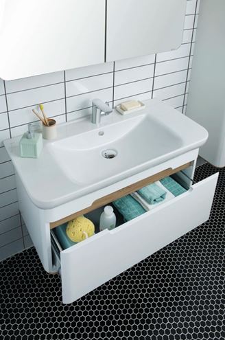 VITRA SENTO skrinka s umývadlom 78x48, 5x52 cm, 1 zásuvka, s osvetlením, white mat 60813 Obrázek - fotka