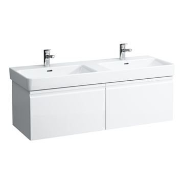 LAUFEN PRO S skrinka pod dvojumývadlo 125,8x45x39,7 cm, 2 zásuvky, lesklá biela