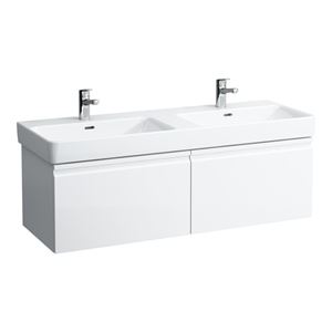 LAUFEN PRO S skrinka pod dvojumývadlo 125,8x45x39,7 cm, 2 zásuvky, lesklá biela