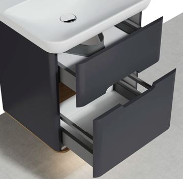 VITRA SENTO skrinka s umývadlom 63x48,5x68,5 cm, 2 zásuvky, s osvetlením, antracite mat 60834 Obrázek - fotka