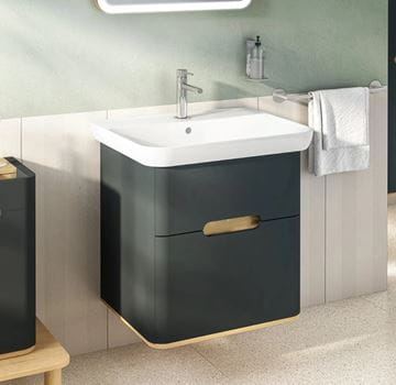 VITRA SENTO skrinka s umývadlom 63x48,5x68,5 cm, 2 zásuvky, s osvetlením, antracite mat 60834 Obrázek - fotka