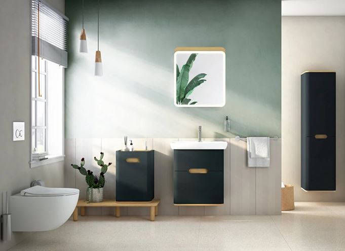 VITRA SENTO skrinka s umývadlom 63x48,5x68,5 cm, 2 zásuvky, s osvetlením, antracite mat 60834 Obrázek - fotka