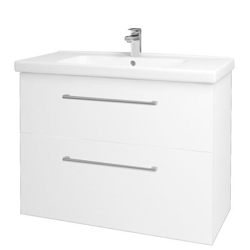 DŘEVOJAS BIG INN SZZ2 100 skrinka s umývadlom 100x47x72 cm, 2 zásuvky, úchytka chróm, biela lesk/biela vysoký lesk 133191-T03 Obrázek - Hlavní obrázek